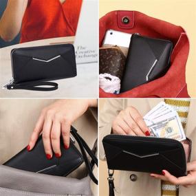 img 1 attached to 👜 KOWENTIK Black Leather Organizer Wristlet for Women - Handbags, Wallets, and Wallets