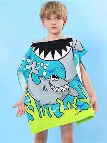 img 2 attached to 🦈 Ultra Soft Kids Hooded Shark Towel Poncho - Perfect for Bath, Beach, and Pool - Boys, Girls, Toddlers - Absorbent, Blanket-like Cover Up