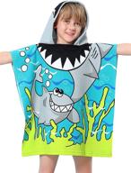 🦈 ultra soft kids hooded shark towel poncho - perfect for bath, beach, and pool - boys, girls, toddlers - absorbent, blanket-like cover up logo