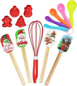 img 4 attached to 🎄 Complete 14-Pack Christmas Kitchenware Set: Spatulas, Cookie Cutters, Egg Beaters, and Tea Spoon Bundle for Christmas Party and Baking Gift