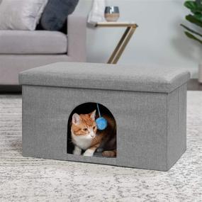 img 2 attached to Furhaven Pet House: Ottoman Footstool Dog House, Cat Bed House, and More