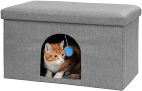 img 4 attached to Furhaven Pet House: Ottoman Footstool Dog House, Cat Bed House, and More