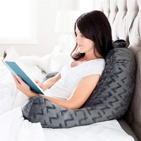 img 3 attached to 📚 Malouf Z Foam Filled Reading Pillow: Super-Soft Velour Cover - Grey | 3-Year U.S. Warranty