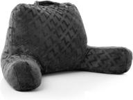 📚 malouf z foam filled reading pillow: super-soft velour cover - grey | 3-year u.s. warranty logo