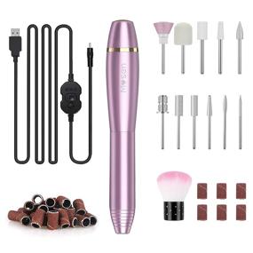 img 4 attached to 💅 Mosen Portable Electric Nail Drill: Professional File Machine with Acrylic Nail Kit Set and 20000rpm Manicure Pedicure Tool – Ideal for Home Salon Use with 11 in 1 Kit, Sanding Bands, and Dust Brush