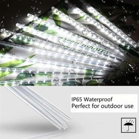 img 2 attached to 💫 iBaycon 11.8 inch Cascading Meteor Shower Raindrop Lights: 240 LED Icicle Lights for Holiday Party Decoration - Timer & Falling Rain Effect Included!