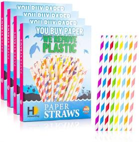 img 4 attached to 🌱 HowenDay Biodegradable Paper Straws - 200 Eco-Friendly, Compostable, Disposable Drinking Straws in Biodegradable Packaging. 1 Large Box with 4 Inner Boxes of 50 Colorful Straws Each