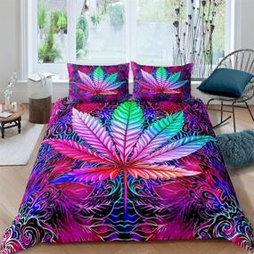 img 3 attached to Marijuana Psychedelic Comforter Botanical Bedspread