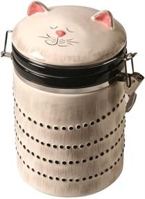 img 4 attached to 🐱 Cute and Practical Ceramic Cat Treat Cookie Jar - Perfect Sealable Kitchen Canister for Feline Lovers