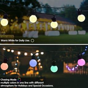 img 3 attached to 🌈 Bebuonlux 48FT Outdoor RGB LED String Lights with 25pcs G40 Dimmable Patio Light - Waterproof, Shatterproof, Linkable Outdoor Lighting for Backyard Cafe Party Garden, Remote Control Included