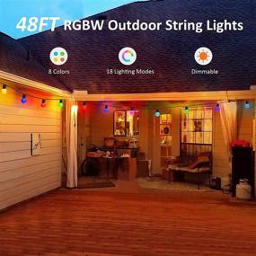 img 2 attached to 🌈 Bebuonlux 48FT Outdoor RGB LED String Lights with 25pcs G40 Dimmable Patio Light - Waterproof, Shatterproof, Linkable Outdoor Lighting for Backyard Cafe Party Garden, Remote Control Included