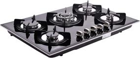 img 2 attached to Deli-kit 30 inch Gas Cooktops: Dual Fuel Sealed 5 Burners, Drop-In Tempered Glass Gas Hob DK157-A01S