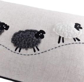 img 2 attached to Handmade JWH Sheep Applique Cushion Cover - Luxurious Cashmere Pillow Case for Home Sofa, Car, Office Chair - 12 x 20 Inch Linen Decor Pillowslip