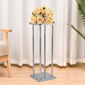 img 3 attached to 🌺 VINCIGANT 2pcs Metal Flower Floor Vase Column: Elegant 31.5" Tall Geometric Centerpieces for Weddings & Events