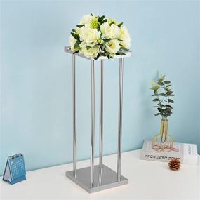 img 1 attached to 🌺 VINCIGANT 2pcs Metal Flower Floor Vase Column: Elegant 31.5" Tall Geometric Centerpieces for Weddings & Events
