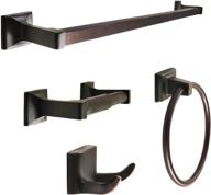 🛀 sento cellar classic bathroom accessories set in oil-rubbed bronze - wall mounted heavy duty metal bath hardware set with robe hook, standard toilet paper holder, towel ring, and 24” towel bar (4-piece) logo