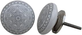 img 1 attached to Artncraft Set of 12 Hand Painted Ceramic Knobs - White & Grey Cabinet Drawer Pulls