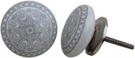 artncraft set of 12 hand painted ceramic knobs - white & grey cabinet drawer pulls логотип