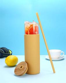 img 1 attached to 28oz Glass Tumbler with Straw, Silicone Protective Sleeve, and Bamboo Lid - BPA-Free