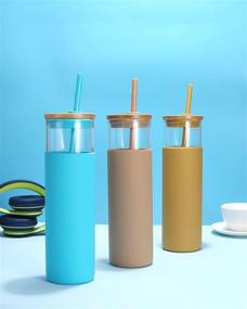 img 2 attached to 28oz Glass Tumbler with Straw, Silicone Protective Sleeve, and Bamboo Lid - BPA-Free