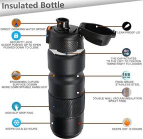 img 3 attached to ☕️ Quatii Stainless Steel Vacuum Insulated Water Bottles: Sweat-Free Flask with Leak-Proof Lid – Keep Beverages Hot and Cold – Travel Coffee Mug 17 oz (Matte Black)