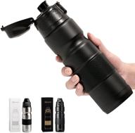 ☕️ quatii stainless steel vacuum insulated water bottles: sweat-free flask with leak-proof lid – keep beverages hot and cold – travel coffee mug 17 oz (matte black) логотип