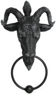 🐐 baphomet head lucifer satanic demon goat of mendes pagan occult door knocker: halloween decor figurine 9 inch tall - darkly intriguing goth décor логотип