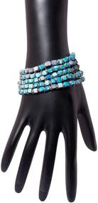 img 1 attached to 💎 Richera Five Rows Stretchable Turquoise Bracelet: Resplendent Silver Metal Accents