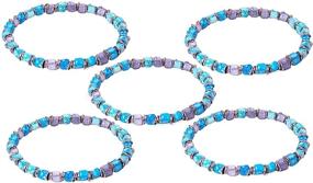 img 2 attached to 💎 Richera Five Rows Stretchable Turquoise Bracelet: Resplendent Silver Metal Accents