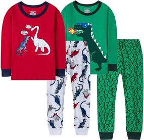 img 4 attached to Tkala Boys Long Dinosaur Pajamas: 100% Cotton Winter Sleepwear Set for Little Kids (2-12 Years)