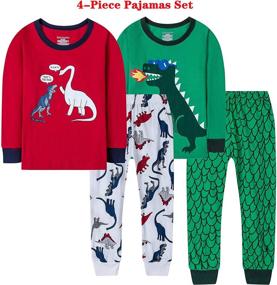 img 3 attached to Tkala Boys Long Dinosaur Pajamas: 100% Cotton Winter Sleepwear Set for Little Kids (2-12 Years)