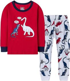 img 1 attached to Tkala Boys Long Dinosaur Pajamas: 100% Cotton Winter Sleepwear Set for Little Kids (2-12 Years)