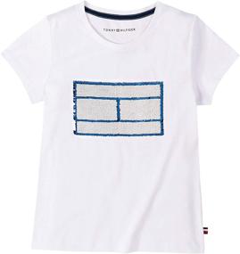 img 1 attached to Tommy Hilfiger Girls Flippable Sequin Crewneck T-Shirt - 100% Cotton, Short Sleeve & Long Sleeve Styles