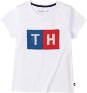 tommy hilfiger girls flippable sequin crewneck t-shirt - 100% cotton, short sleeve & long sleeve styles logo