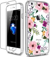 giika floral iphone 6 6s case with screen protector – protective clear heavy duty case 🌸 for girls and women – shockproof hard pc case with slim tpu bumper – small flowers design logo