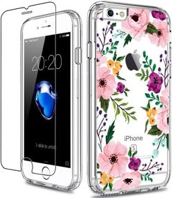 img 4 attached to GiiKa Floral iPhone 6 6s Case with Screen Protector – Protective Clear Heavy Duty Case 🌸 for Girls and Women – Shockproof Hard PC Case with Slim TPU Bumper – Small Flowers Design