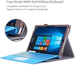 img 1 attached to 📚 Premium Folio Cover Case for Microsoft Surface Pro 7/6/2017/4/LTE/3 - Compatible with Type Cover Keyboard - Brown