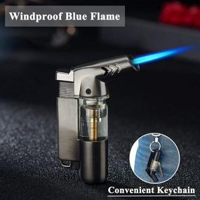 img 2 attached to 🔥 Gray Torch Lighters - Windproof Refillable Lighter with Visible Window, Adjustable Jet Flame - Ideal for Barbecue, Kitchen, Fireplace, Candles, etc. - 2 Pack (Gas not Included)