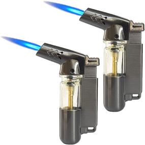 img 4 attached to 🔥 Gray Torch Lighters - Windproof Refillable Lighter with Visible Window, Adjustable Jet Flame - Ideal for Barbecue, Kitchen, Fireplace, Candles, etc. - 2 Pack (Gas not Included)