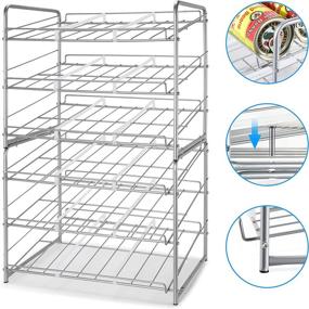 img 3 attached to 🗄️ Органайзер стеллажа для консервных банок с экономией места, вмещает до 36 банок для кухонного шкафа или кладовой - серебристый.