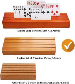 img 3 attached to 🃏 Exqline Wooden Card Holder Tray Racks Organizer Set of 2 - Ideal for Kids, Seniors & Adults - 9.84In x 3.1Inch - Latest Version - Portable for Bridge, Canasta, UNO Card Playing