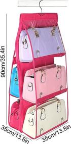 img 3 attached to 👜 Vercord Hanging Purse Organizer: Dustproof Storage Bag with 6 Pockets for Handbags, Totes and More - Rose