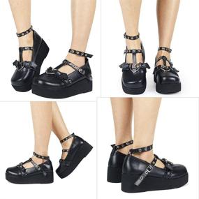img 1 attached to 👟 Stylish and Trendy CELNEPHO T Strap Platform Oxfords for Women's Shoes