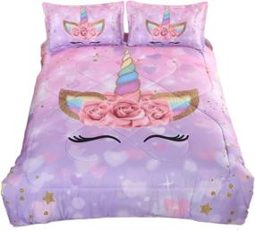 img 4 attached to 🦄 ADASMILE A & S Magical Unicorn Ultra Soft Girls Comforter Set Pink Twin Size Microfiber