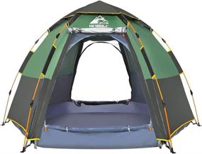 img 4 attached to 🏕️ Hewolf Waterproof Instant Camping Tent - 2-3 Person Easy Quick Setup Dome Family Tents for Camping, Dual Layer Flysheet Convertible to Pop-up Sun Shade