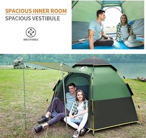 img 1 attached to 🏕️ Hewolf Waterproof Instant Camping Tent - 2-3 Person Easy Quick Setup Dome Family Tents for Camping, Dual Layer Flysheet Convertible to Pop-up Sun Shade