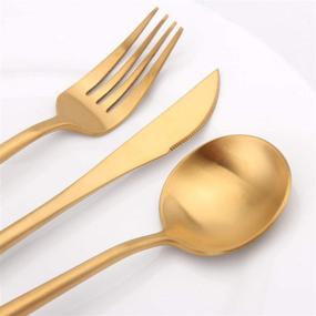 img 2 attached to 🍽️ Vanys Matte Gold Silverware Set - Service for 4, 20 Piece Satin Finish Stainless Steel Cutlery Set for Home and Restaurant, Dishwasher Safe