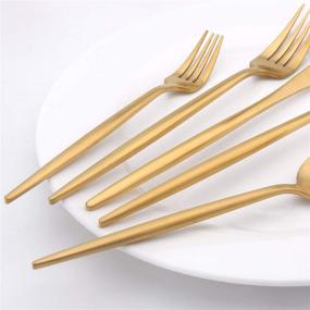 img 1 attached to 🍽️ Vanys Matte Gold Silverware Set - Service for 4, 20 Piece Satin Finish Stainless Steel Cutlery Set for Home and Restaurant, Dishwasher Safe