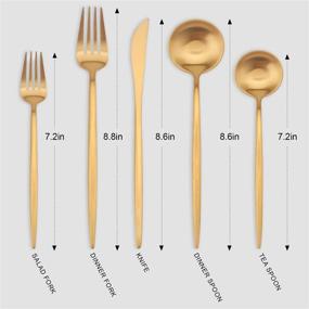 img 3 attached to 🍽️ Vanys Matte Gold Silverware Set - Service for 4, 20 Piece Satin Finish Stainless Steel Cutlery Set for Home and Restaurant, Dishwasher Safe