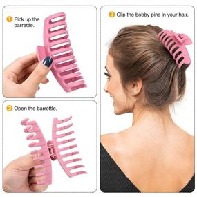 img 1 attached to 💇 Rquite Non Slip Strong Hold Hair Claw Clips for Thick Hair - Set of 4 Big Hair Clips for Women, Plus Bonus Black Headband